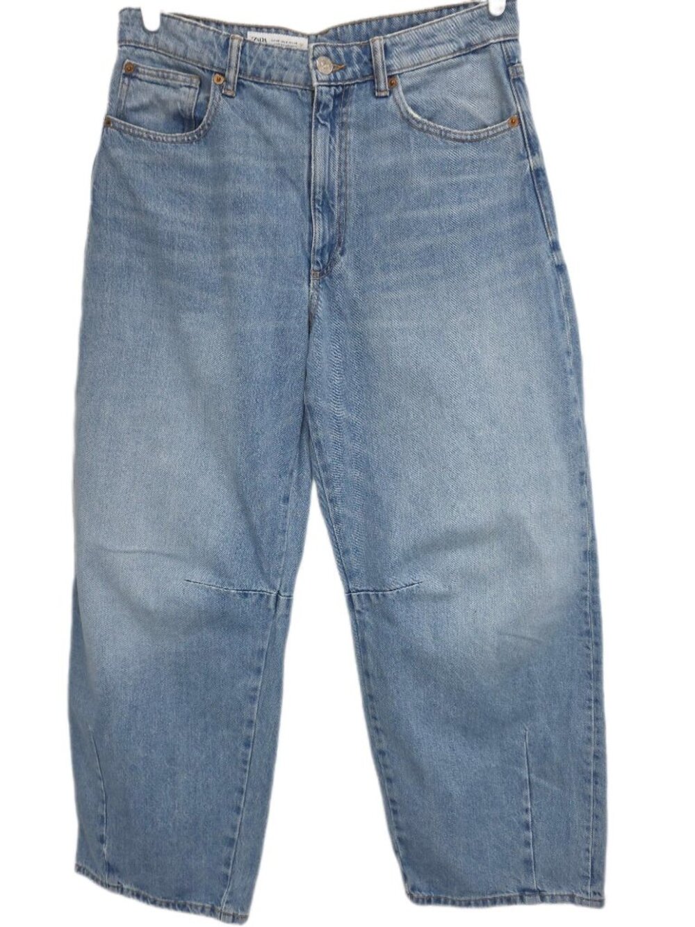 1522 Zara Wide Leg 5 Pocket Barrel Denim Jeans Sz,6 Women